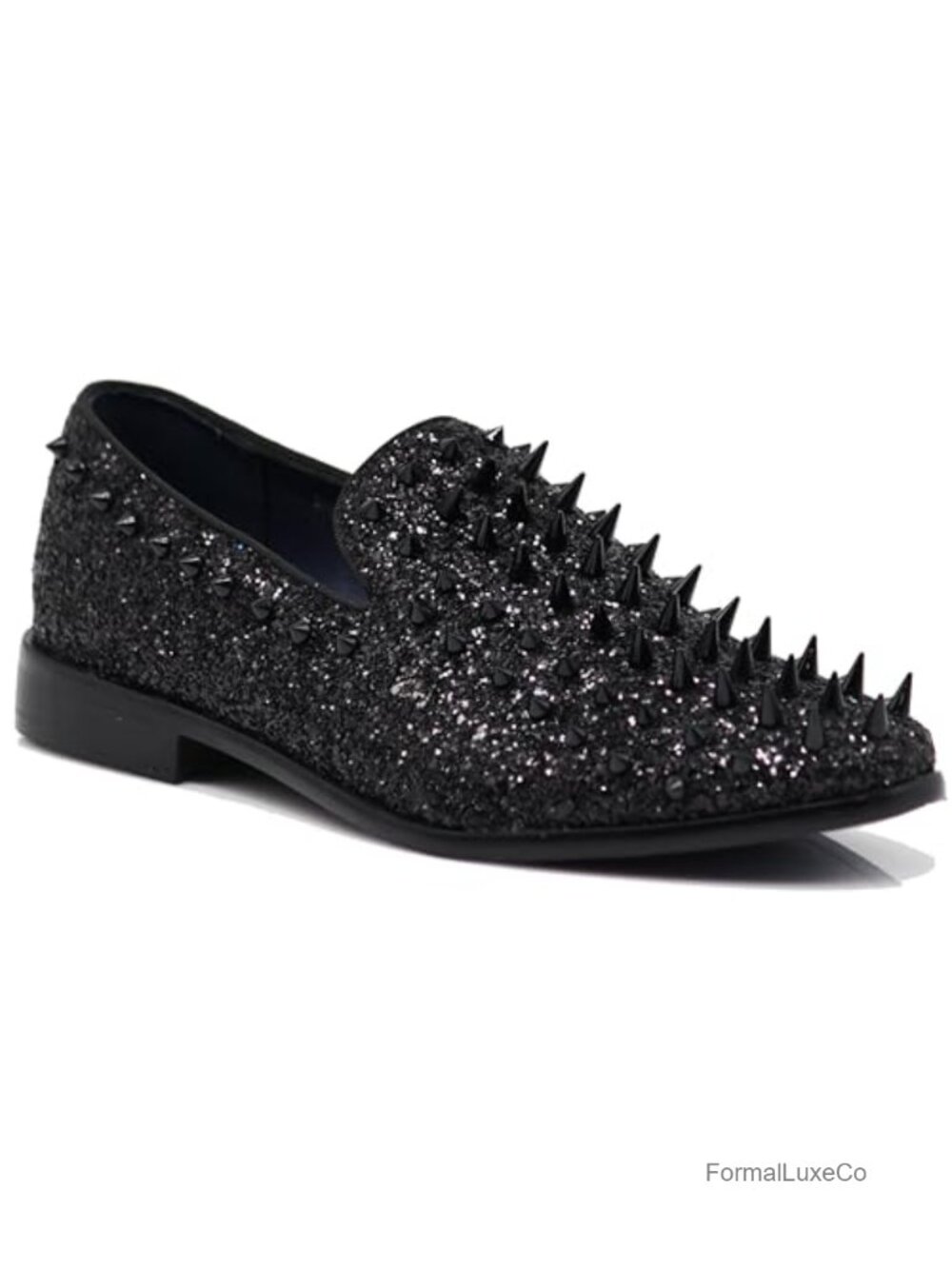 Men's Spike Glitter Loafers Slip On Tuxedo Dress Shoes Formal